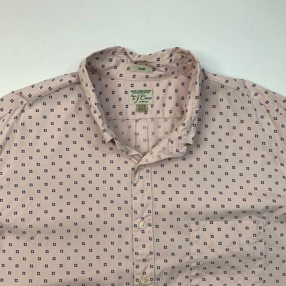 J Crew Shirt Mens XXL Slim Fit Pink Navy Cotton Stretch Printed Button Down - Picture 4 of 13